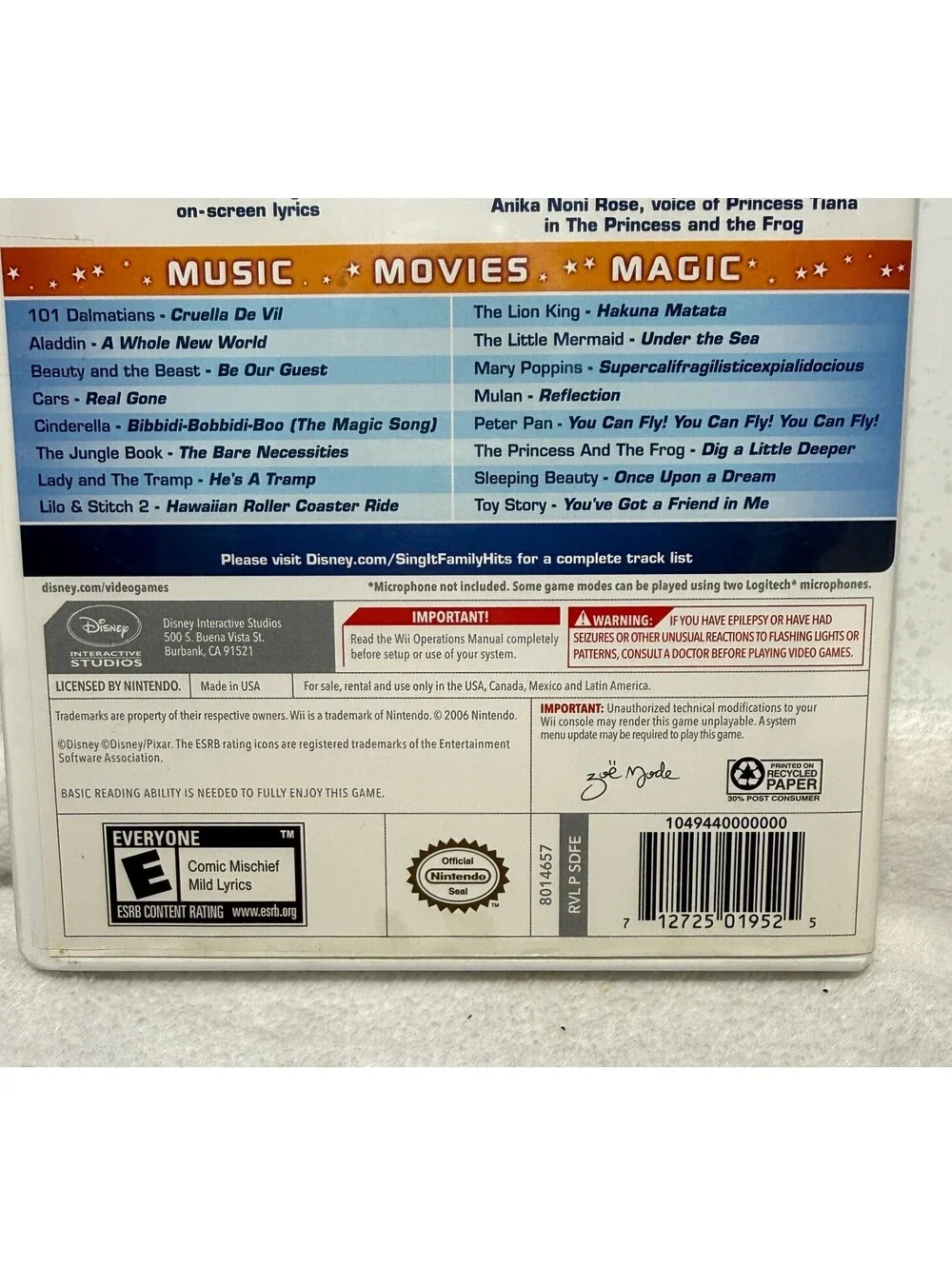 Disney Sing It Family Hits Nintendo Wii